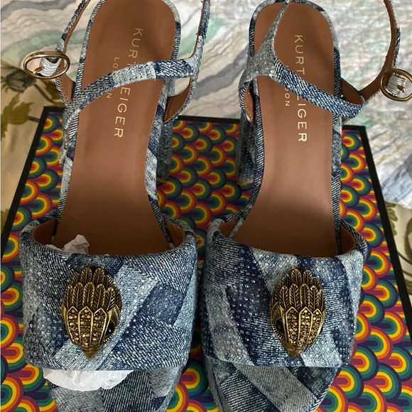 Kurt Geiger Denim Blue Heeled Sandals - Picture 1 of 8